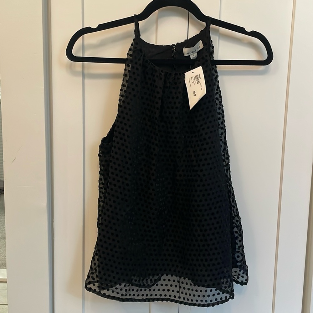 Tank top with velvet polka dots